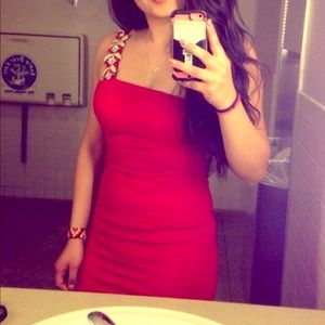 Red one shoulder cocktail/semi formal dress